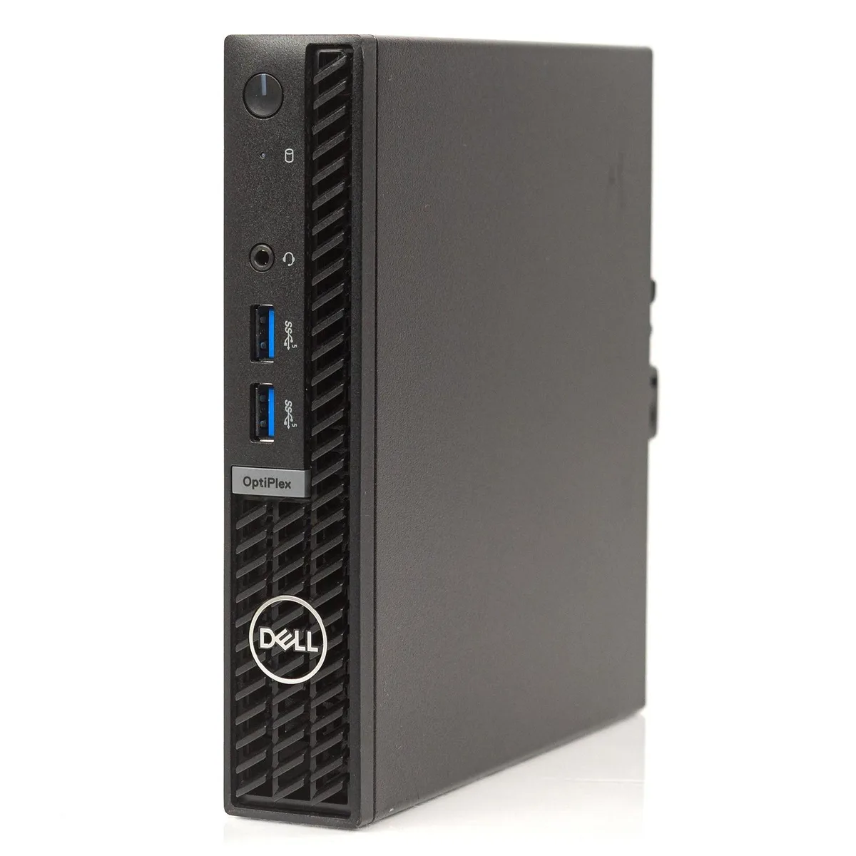 Small black mini PC, compact rectangular shape, matte finish