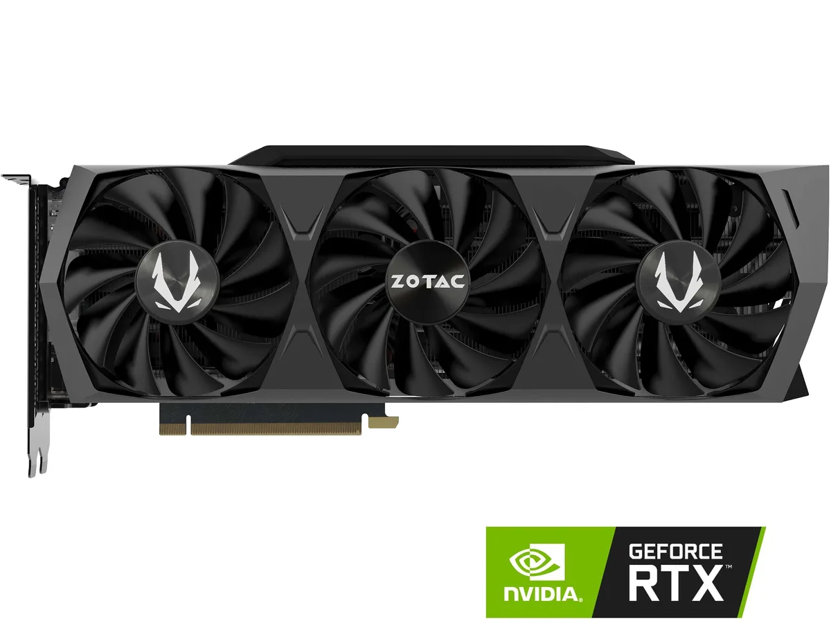 ZOTAC RTX 3080 Trinity OC LHR graphics card with triple fans and metal frontplate