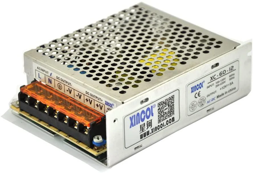 Silver aluminium box with screw terminals, 130 by 98 by 40 mm