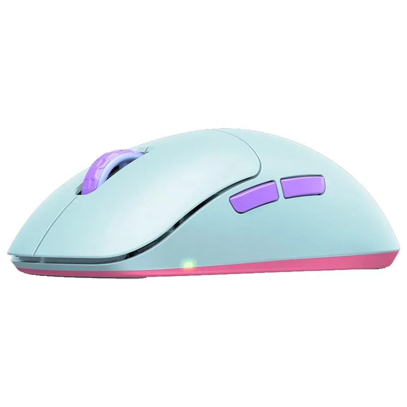 Green symmetrical wireless gaming mouse, solid shell, ultra-low front profile