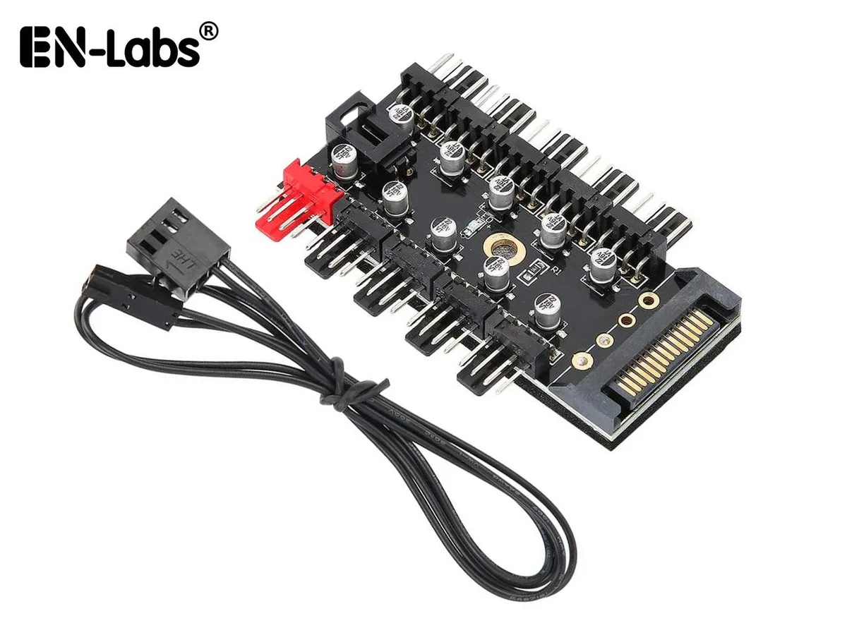 EN-Labs EN-Labs PWMHUB10S 10 Port 4-Pin PWM Fan Hub SATA Splitter — productfoto
