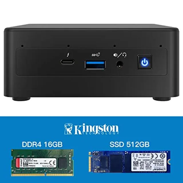 Compact black mini desktop cube with front ports visible