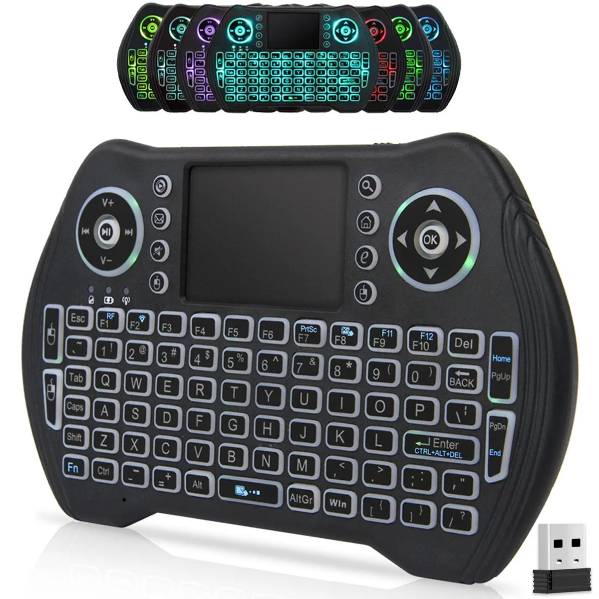  Blackmore Mini Wireless Keyboard Touchpad Mouse Combo RGB Backlit 2.4GHz USB Dongle — 商品写真