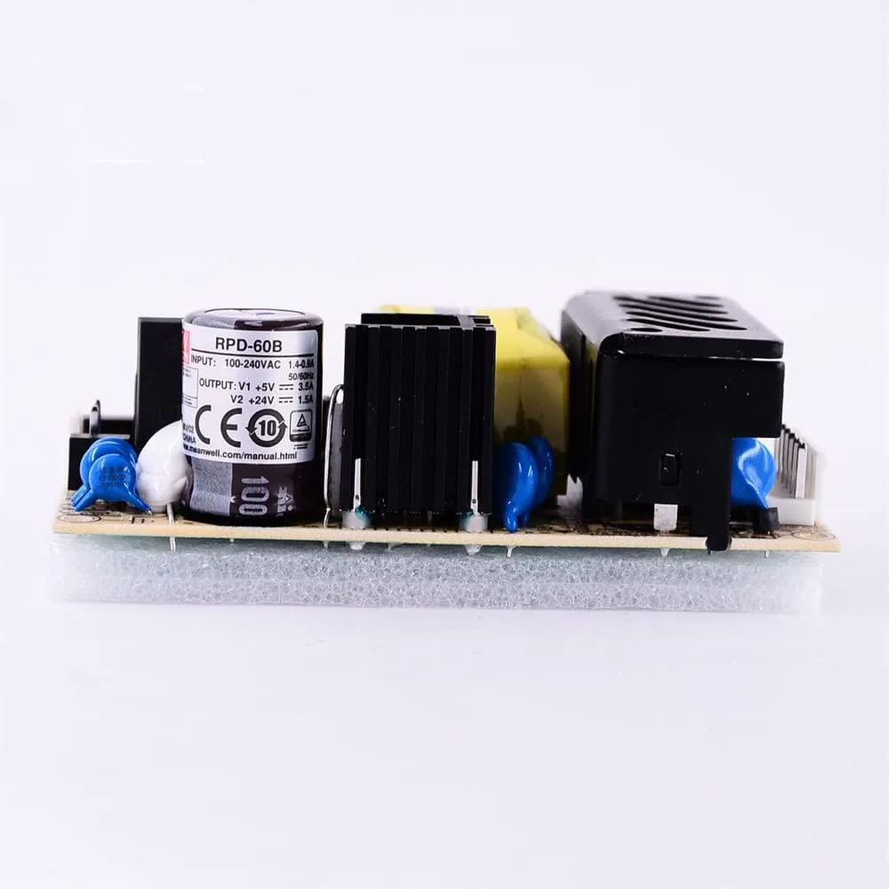 Open-frame PCB power supply, green board, dual output, compact 4 by 2 inch footprint