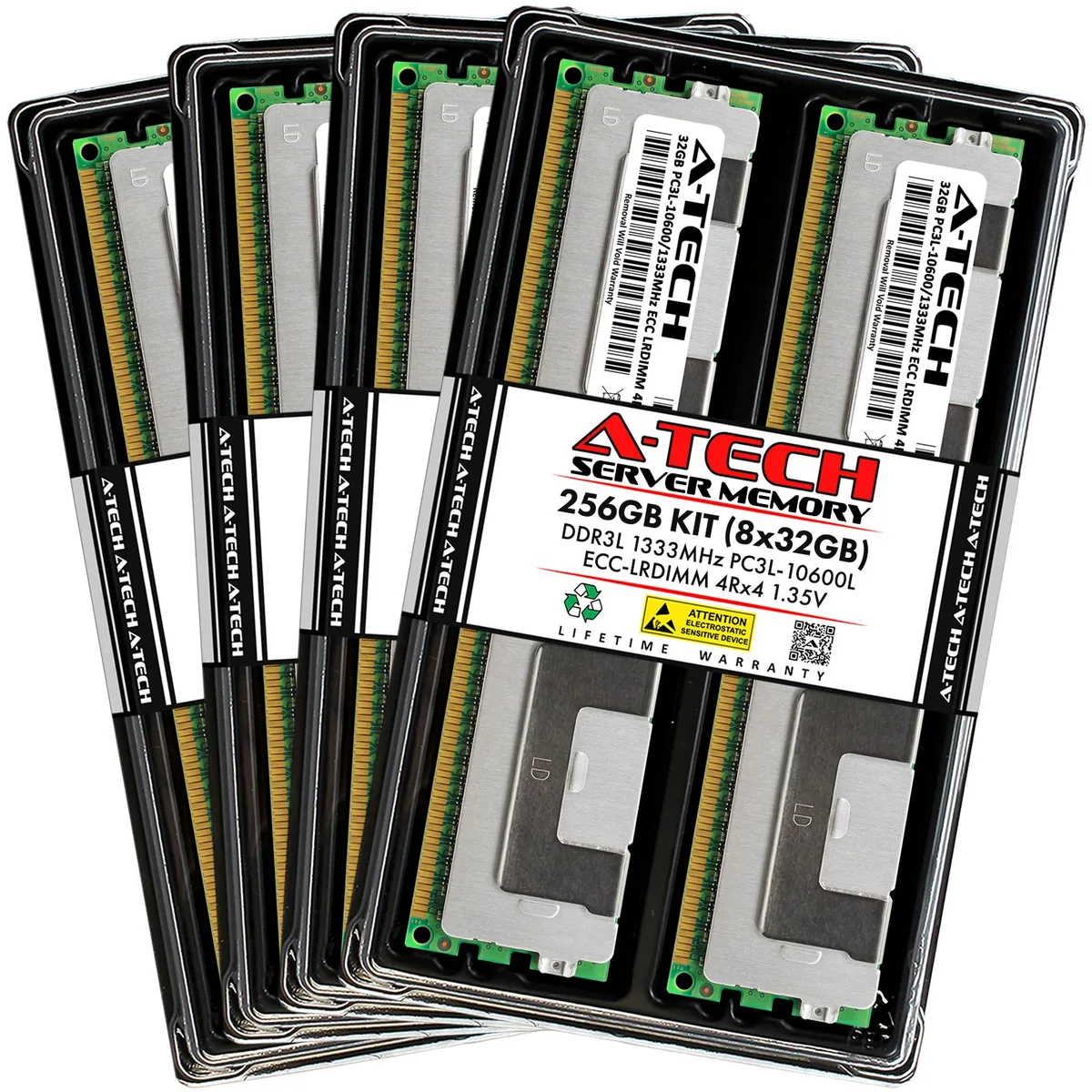A-Tech A-Tech 256GB (8x32GB) DDR3L 1333 ECC LRDIMM 4Rx4 1.35V Server RAM — photo du produit