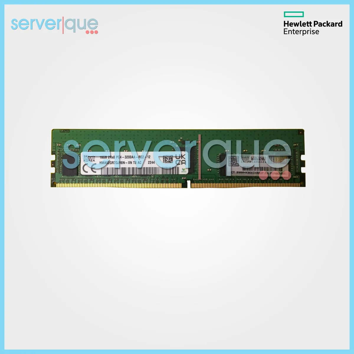 Green rectangular DDR4 memory module with gold contacts and black chips
