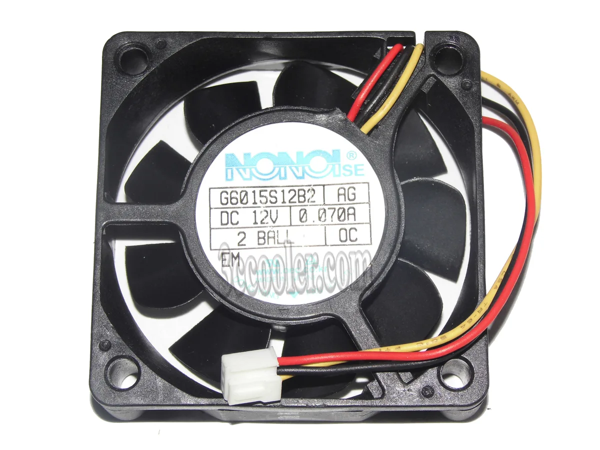 Small black 60mm square fan 15mm thick three pin connector