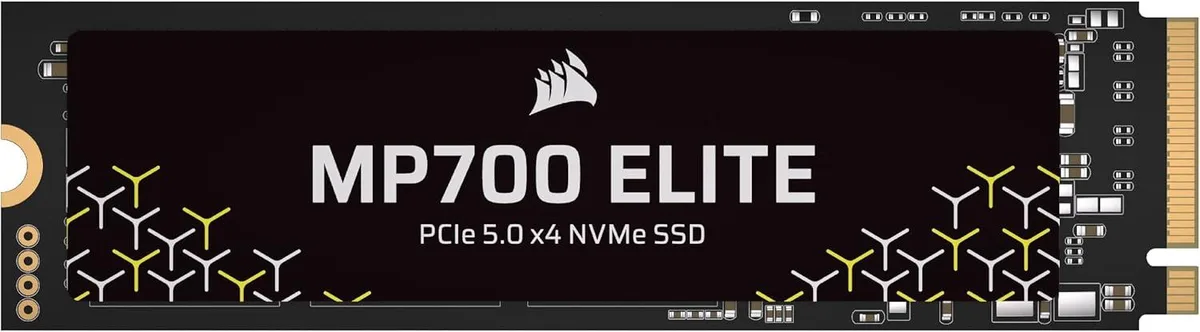 Corsair MP700 Elite 2TB M.2 NVMe SSD bare circuit board with black controller and gold edge connector