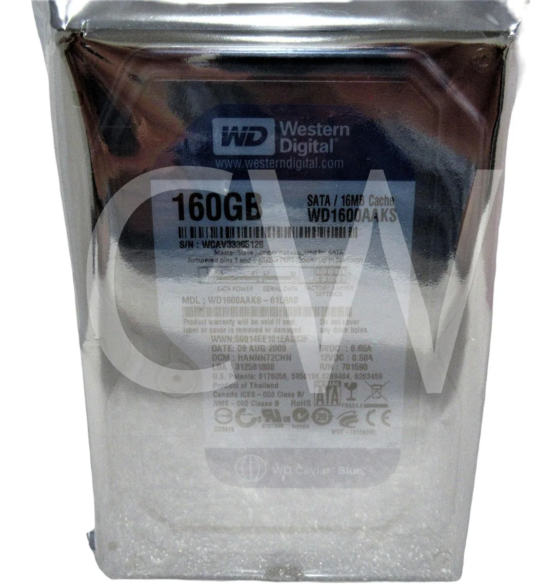 Silver 3.5 inch SATA hard drive with circuit board visible