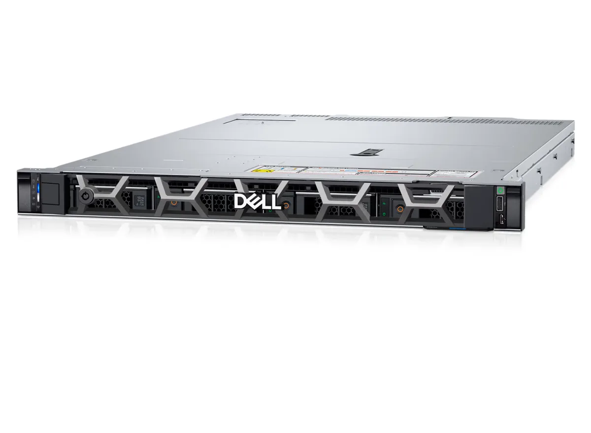 Silver 1U rack server with 3.5 inch drive bays