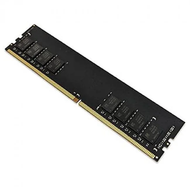 Green circuit board with black memory chips and gold contacts