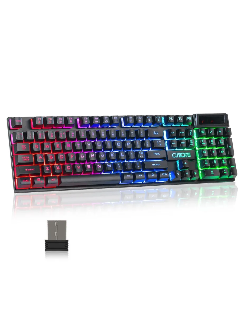 Black wireless gaming keyboard with Arc keycaps and RGB backlighting
