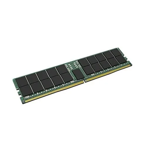Green rectangular DDR5 DIMM with black chips no heat spreader 288 pins