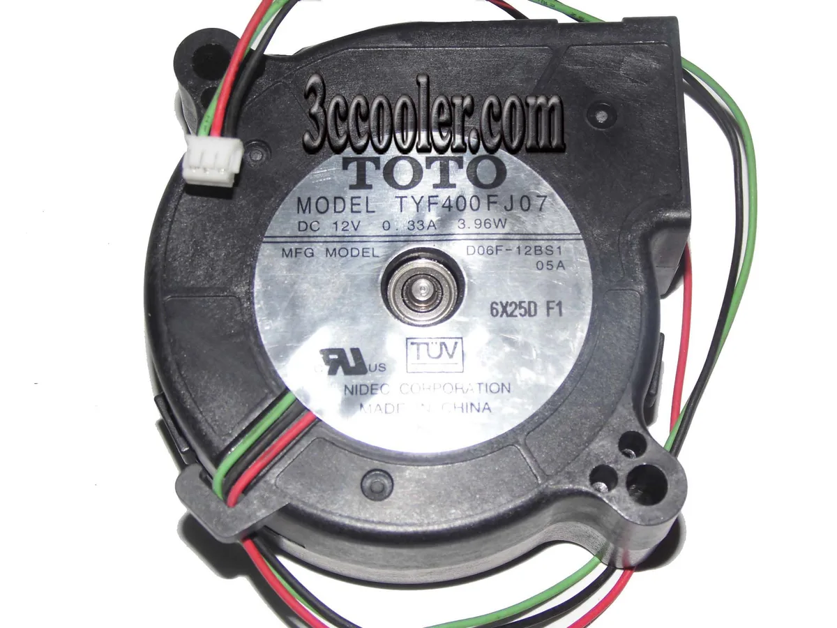 Black 60mm blower fan with 3-pin connector