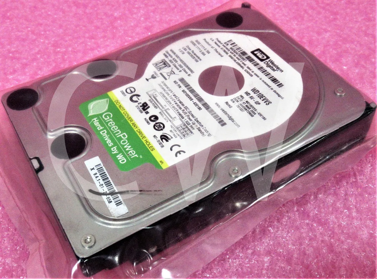 Silver 3.5 inch SATA hard drive with circuit board visible