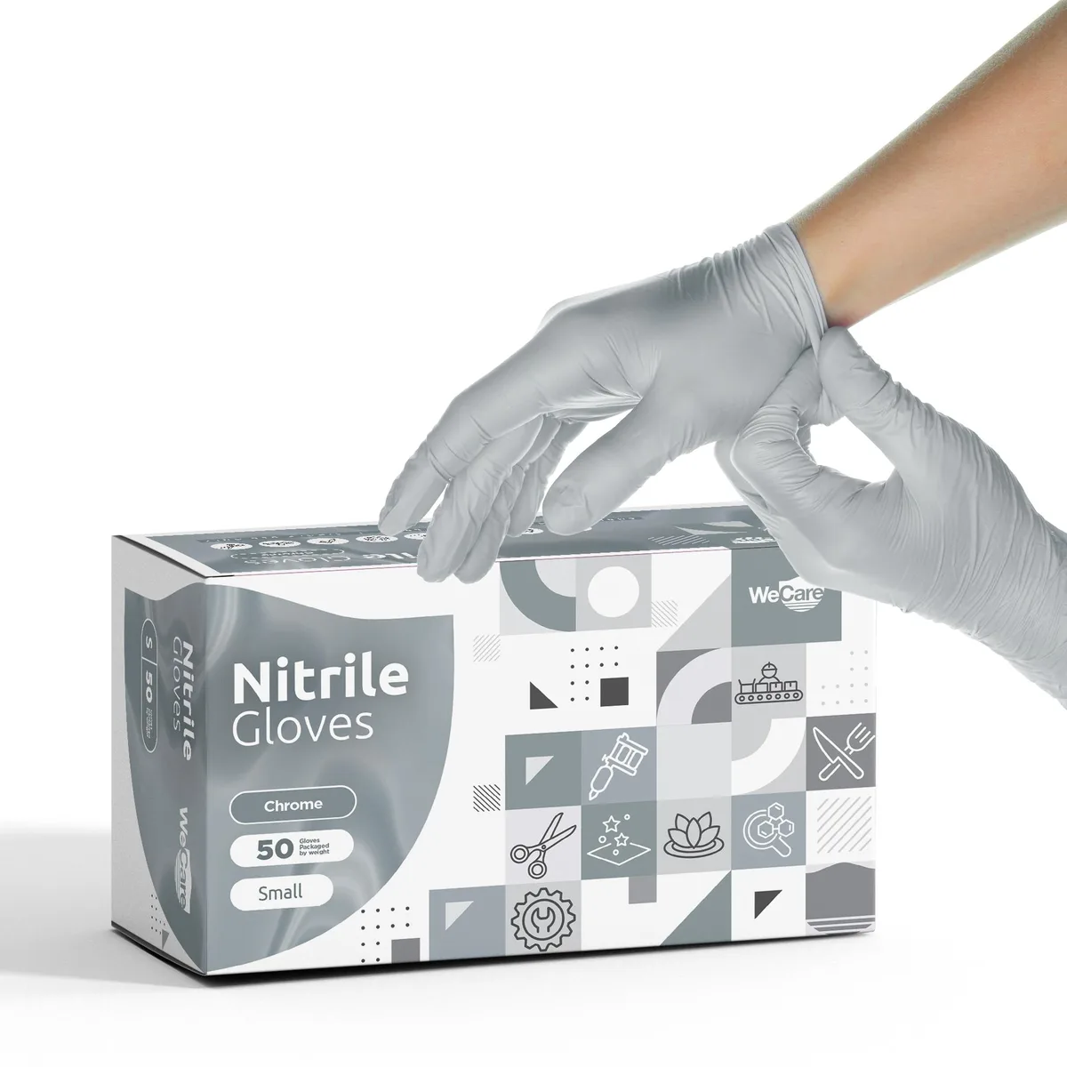 WeCare WeCare Nitrile Gloves Chrome 50 Pack Small — снимка на продукта