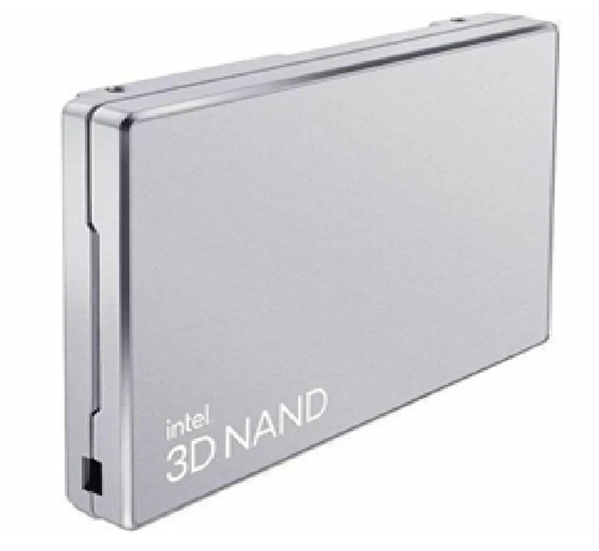 Rectangular 15mm U.2 enterprise SSD with silver label and gold edge connector