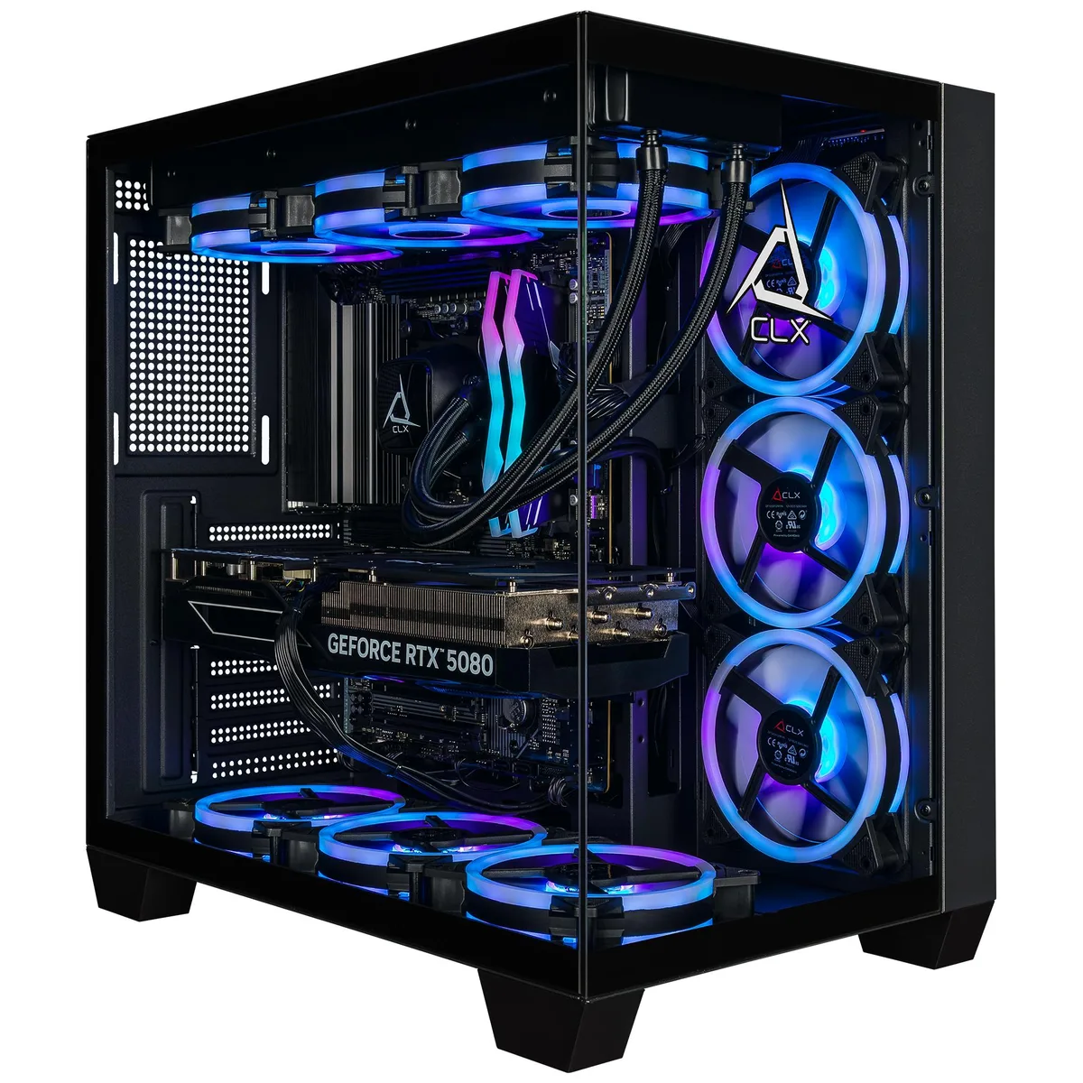 CLX Gaming CLX Gaming TGMSETRTU5C01BM gaming PC Ryzen 7 9800X3D 32GB DDR5 RTX 5080 16GB GDDR7 2TB NVMe — product photo
