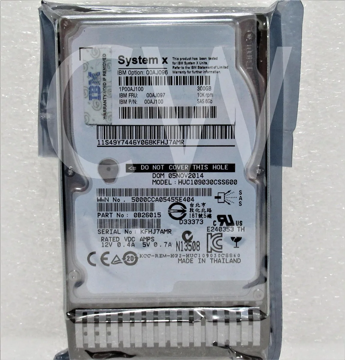Silver 2.5 inch SAS hard drive in black caddy tray