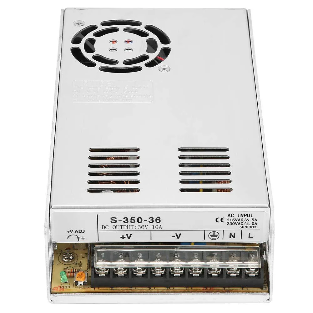Silver metal box with built-in fan and voltage selector switch