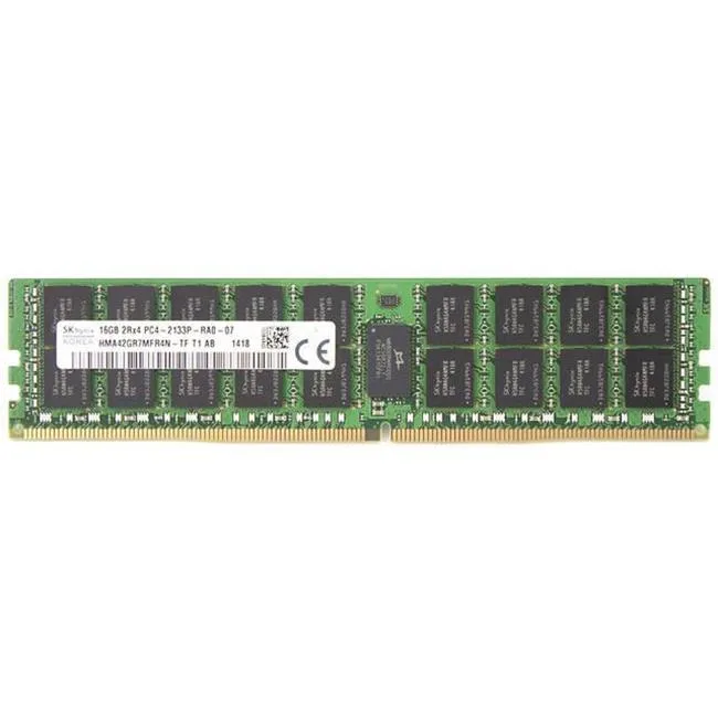 Green rectangular DDR4 DIMM with black chips, gold contacts, no heat spreader