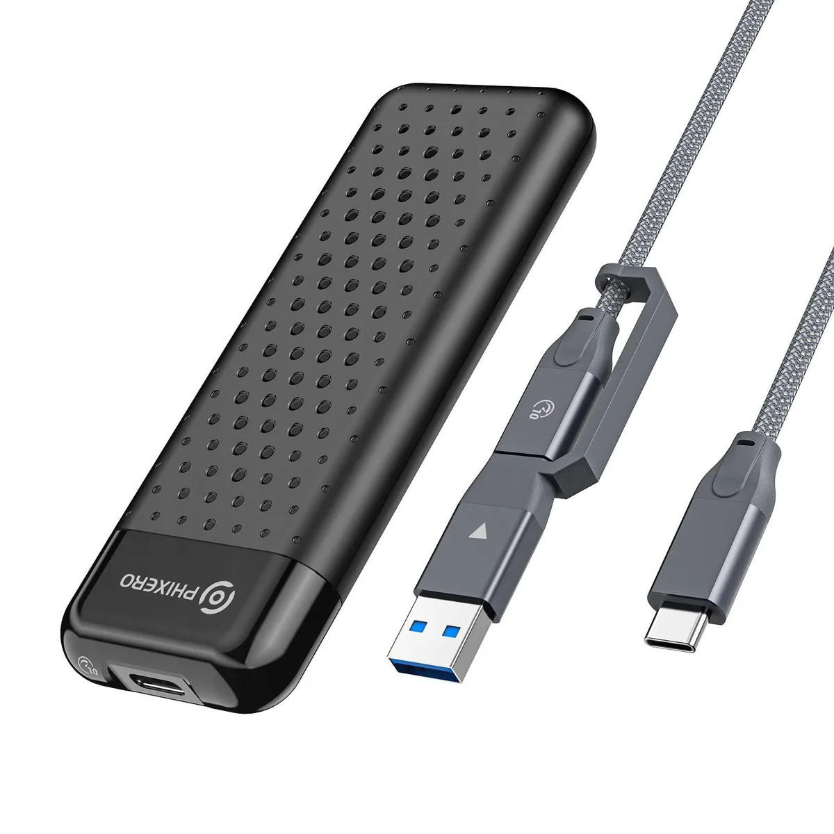 PHIXERO PHIXERO M.2 NVMe SSD Enclosure USB 3.2 Gen 2 Type-C 10Gbps Black — ภาพสินค้า