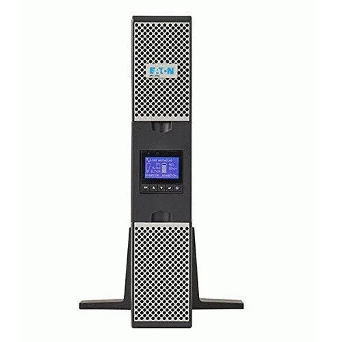Rectangular silver 2U rack tower UPS with front panel display and rear outlets
