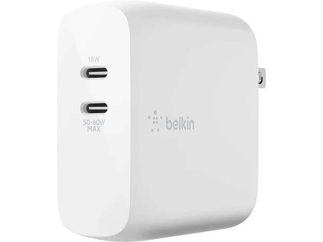 Belkin Belkin BOOST CHARGE 68W Dual USB-C GaN Charger White WCH003DQWH — صورة المنتج