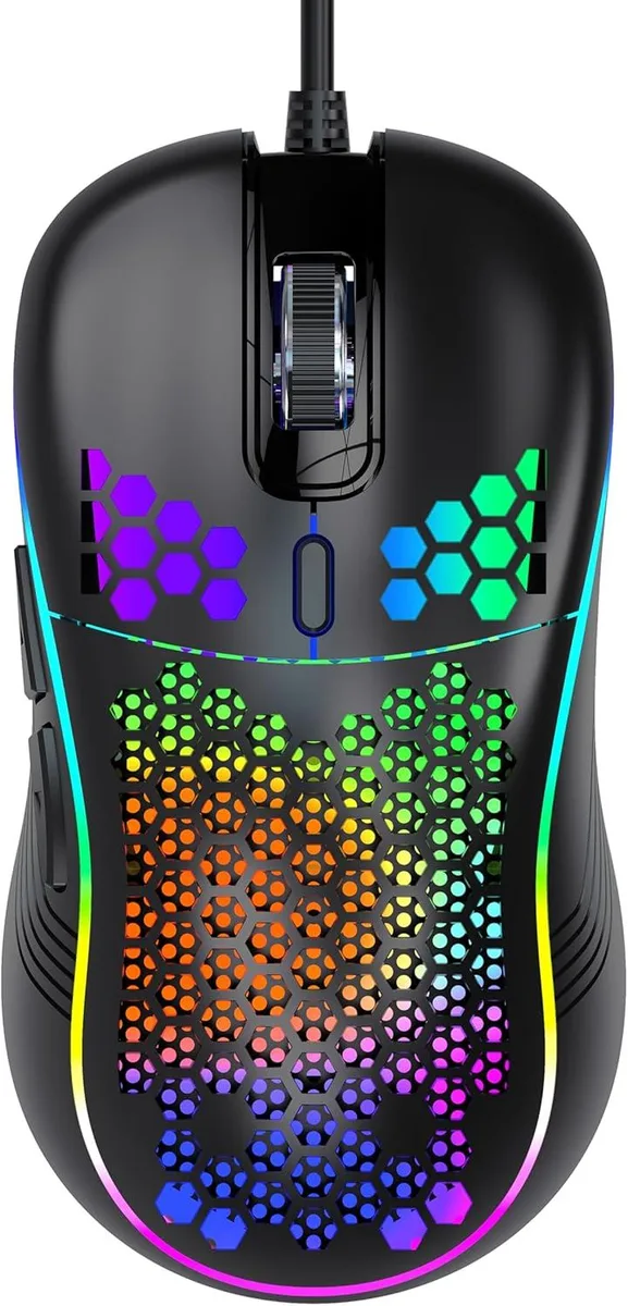 SMA SMA USB Wired Gaming Mouse Black 7200 DPI 65g Honeycomb RGB 6 Buttons — ürün fotoğrafı