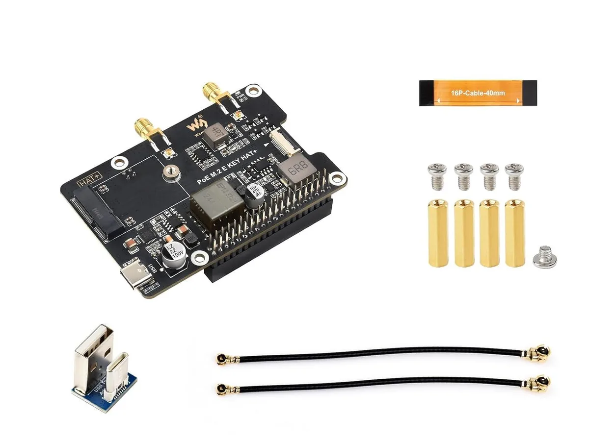 LORDWORLD LORDWORLD PCIe to M.2 E Key Adapter with PoE HAT for Raspberry Pi 5 — 商品照片