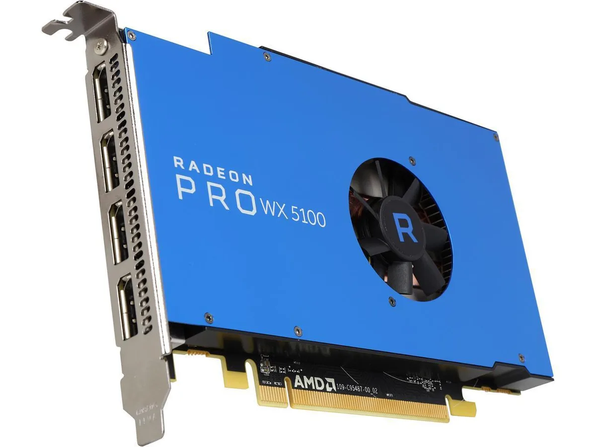AMD Radeon Pro WX 5100 full-height half-length single-slot graphics card with four DisplayPort outputs