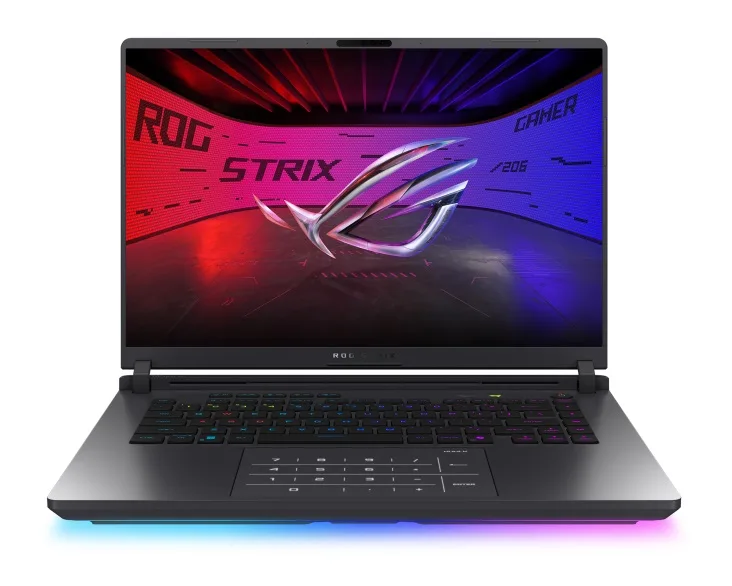 Eclipse Gray 16 inch gaming laptop with thin bezels and RGB keyboard