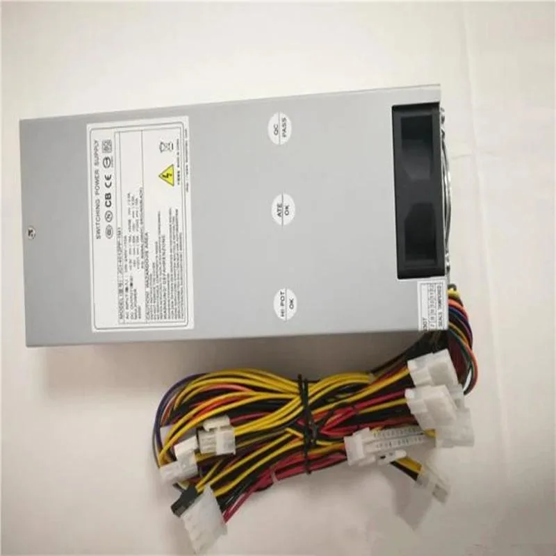 Silver rectangular 2U ATX power supply unit with fan grille