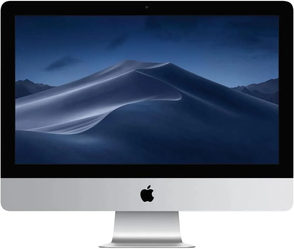 Silver all-in-one desktop with 21.5 inch Retina 4K display