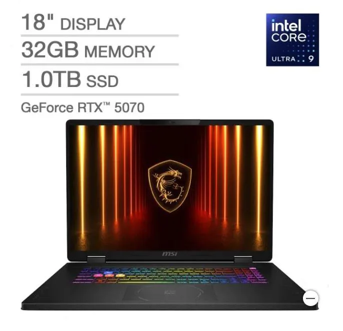 Gray 18 inch gaming laptop with 24 zone RGB keyboard