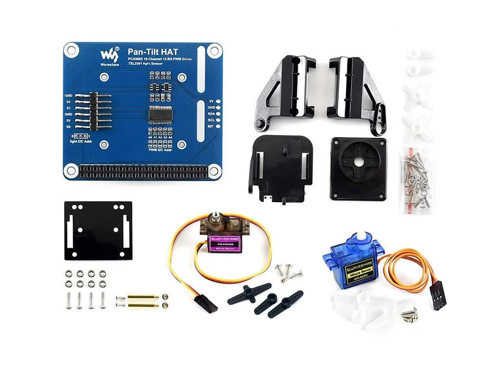 LORDWORLD LORDWORLD 2-DOF Pan-Tilt HAT PCA9685 TSL2581FN development board — Produktfoto