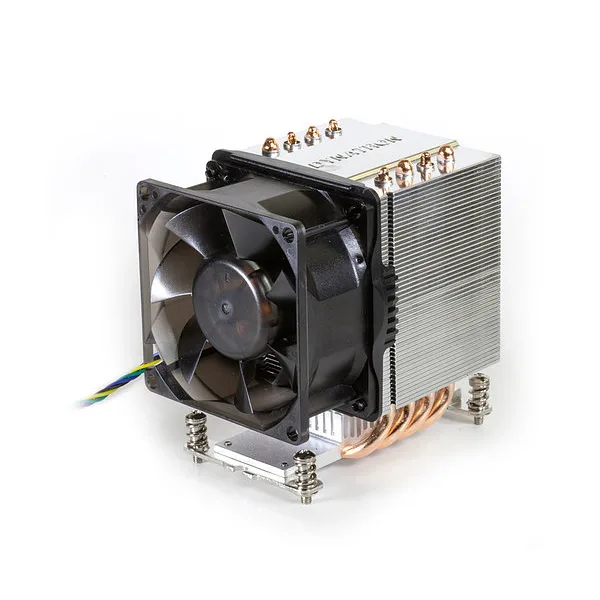 Dynatron A19 silver aluminium heatsink with copper heat pipes and black 80 mm PWM fan
