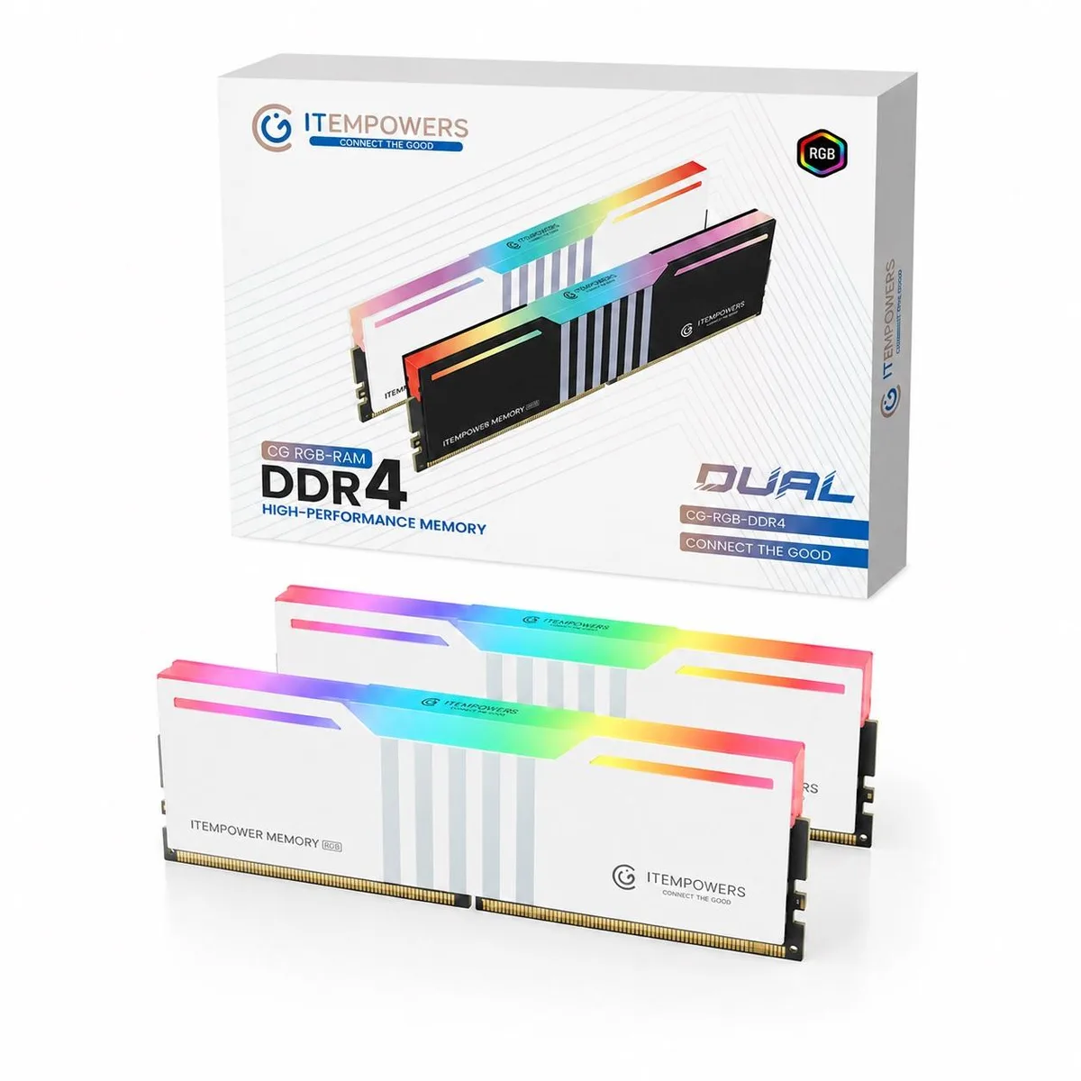 ITEMPOWERS ITEMPOWERS IPRGB02DR41632WHT 32GB DDR4 3200MHz RGB Desktop RAM White — photo du produit