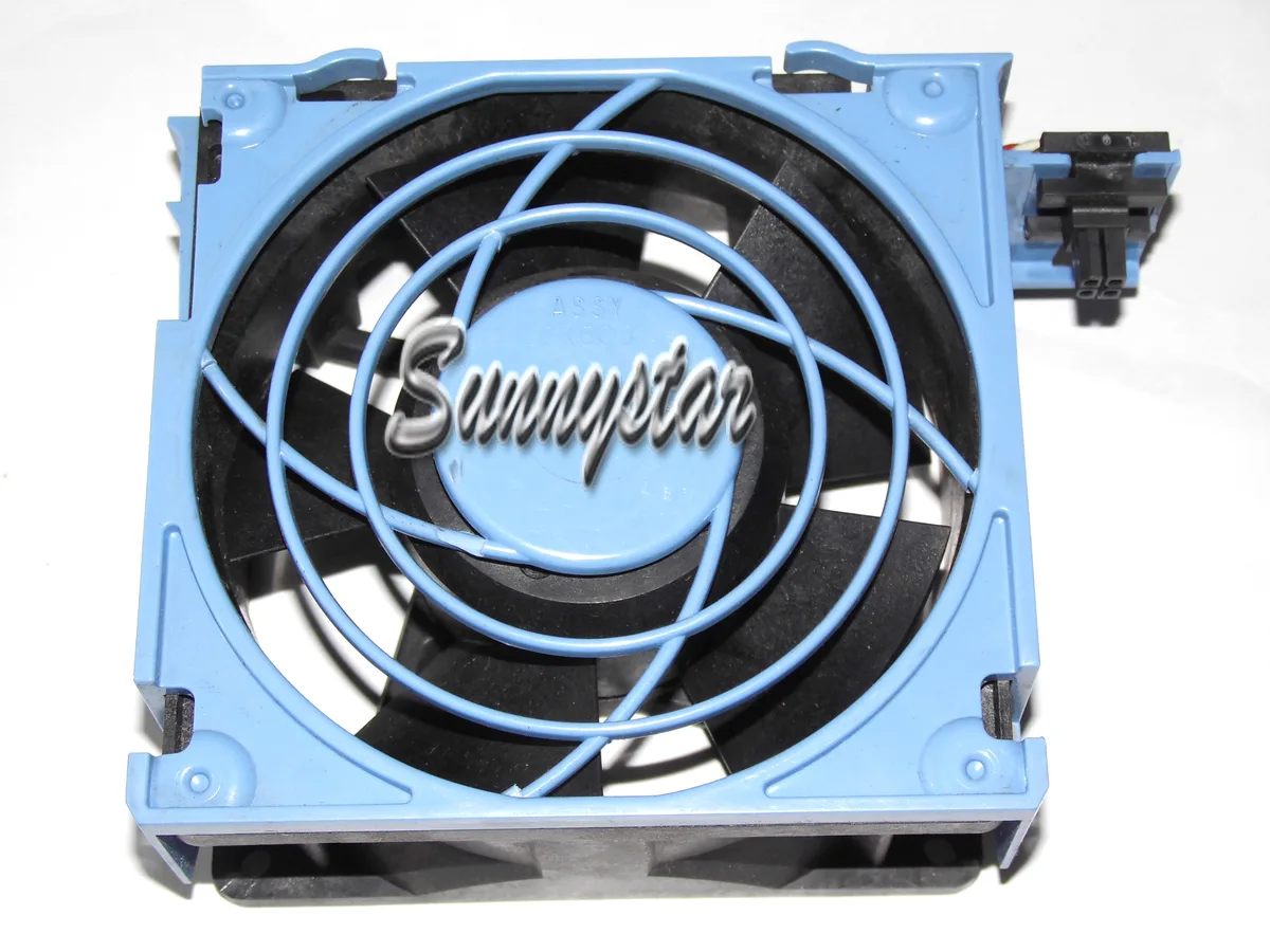 Square 92mm by 38mm CPU cooler with blue bracket and 4-pin connector
