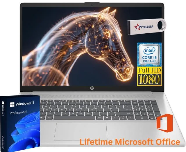 HP HP 17 laptop Intel Core i5-1334U 12GB RAM 1TB SSD 17.3" FHD Windows 11 Pro Silver Xe MS Office Copilot — product photo