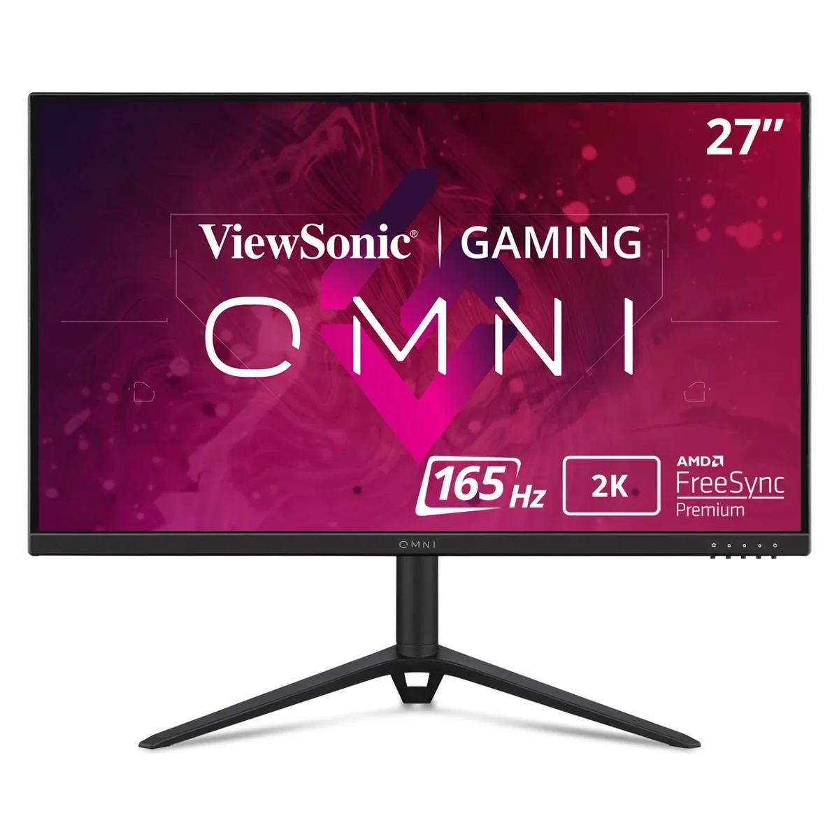 27 inch flat QHD IPS gaming monitor with thin bezels and adjustable stand