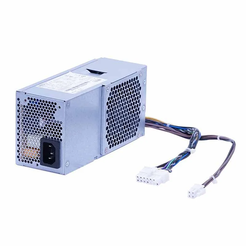 Rectangular silver ATX power supply with 14-pin connector and cooling fan