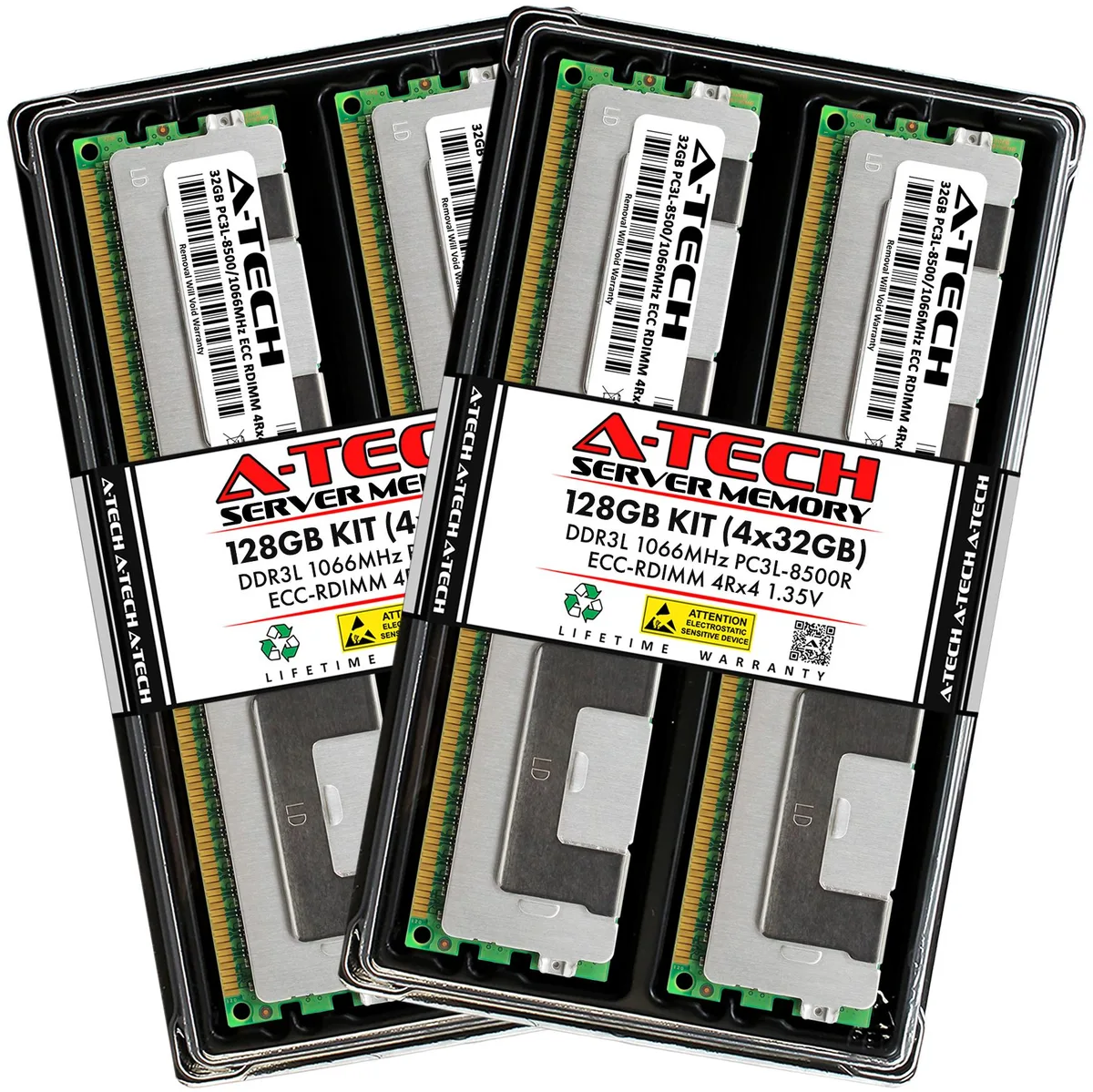 A-Tech A-Tech 128GB (4x32GB) DDR3L 1066 ECC RDIMM 4Rx4 1.35V server RAM — photo du produit