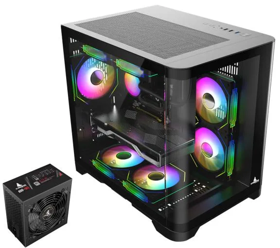 Iceberg Iceberg Crystal Wave M Black 650WX Micro ATX Cube Case with 650W PSU — product photo