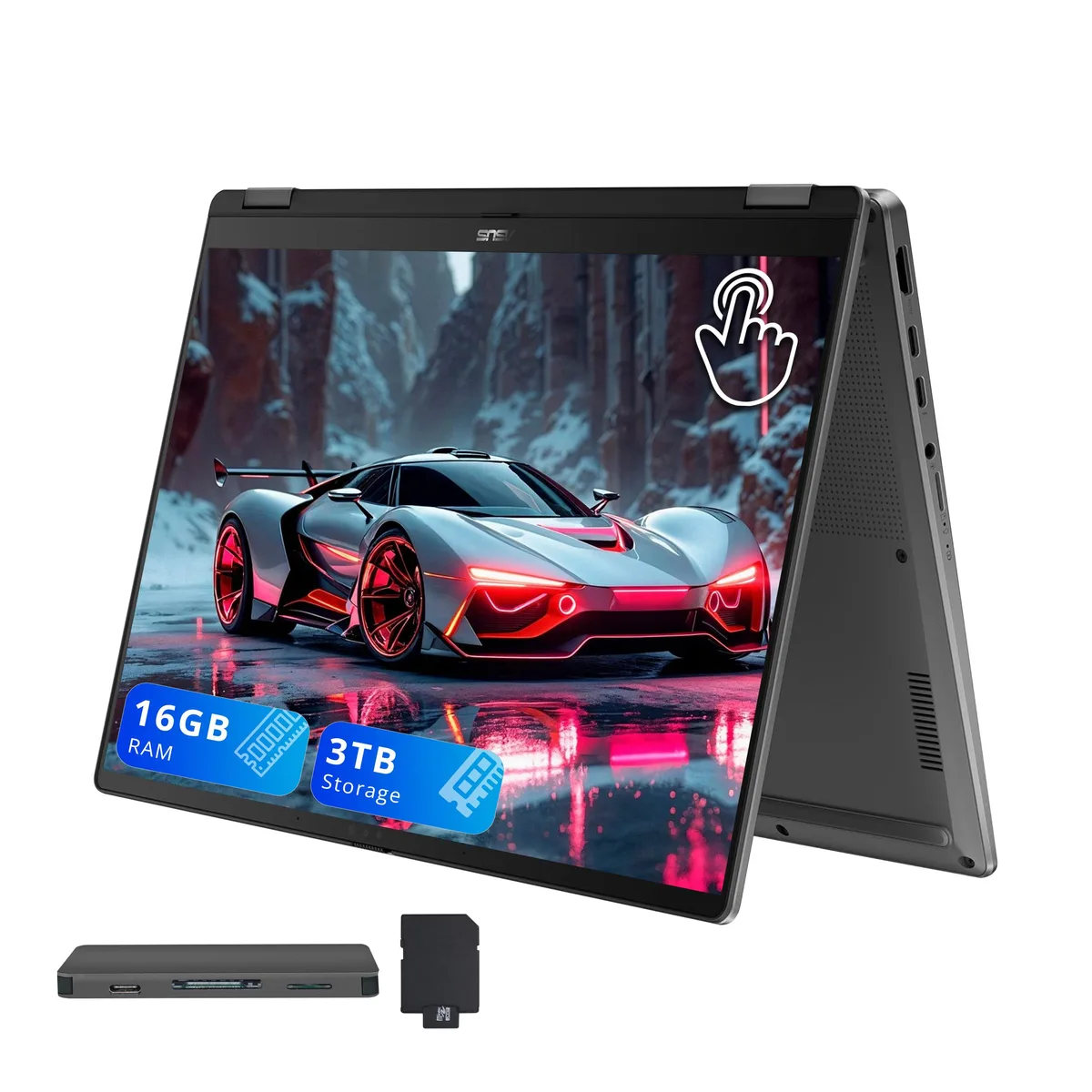ASUS ASUS Vivobook Flip 14" OLED 2-in-1 Touchscreen Intel Core Ultra 7 256V 16GB 3TB (2TB SSD+1TB Dock) Gray — 商品写真