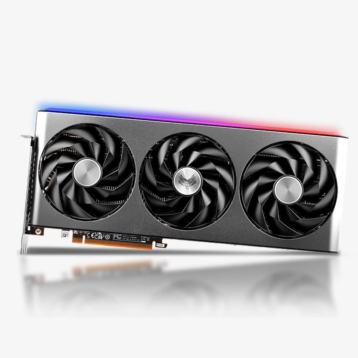 Sapphire Nitro+ Radeon RX 7800 XT graphics card with triple-fan cooler and metal backplate