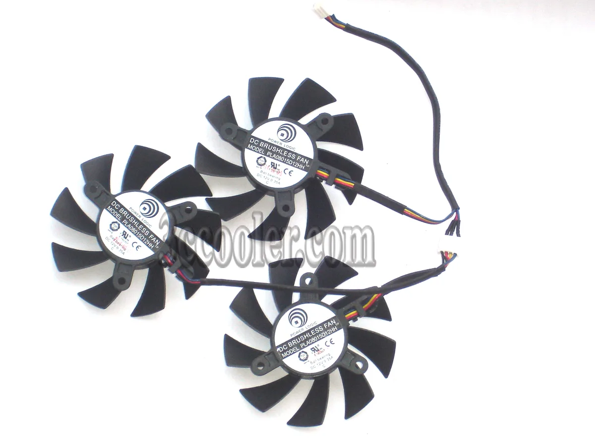 Three black 8015 fans with four-pin connectors