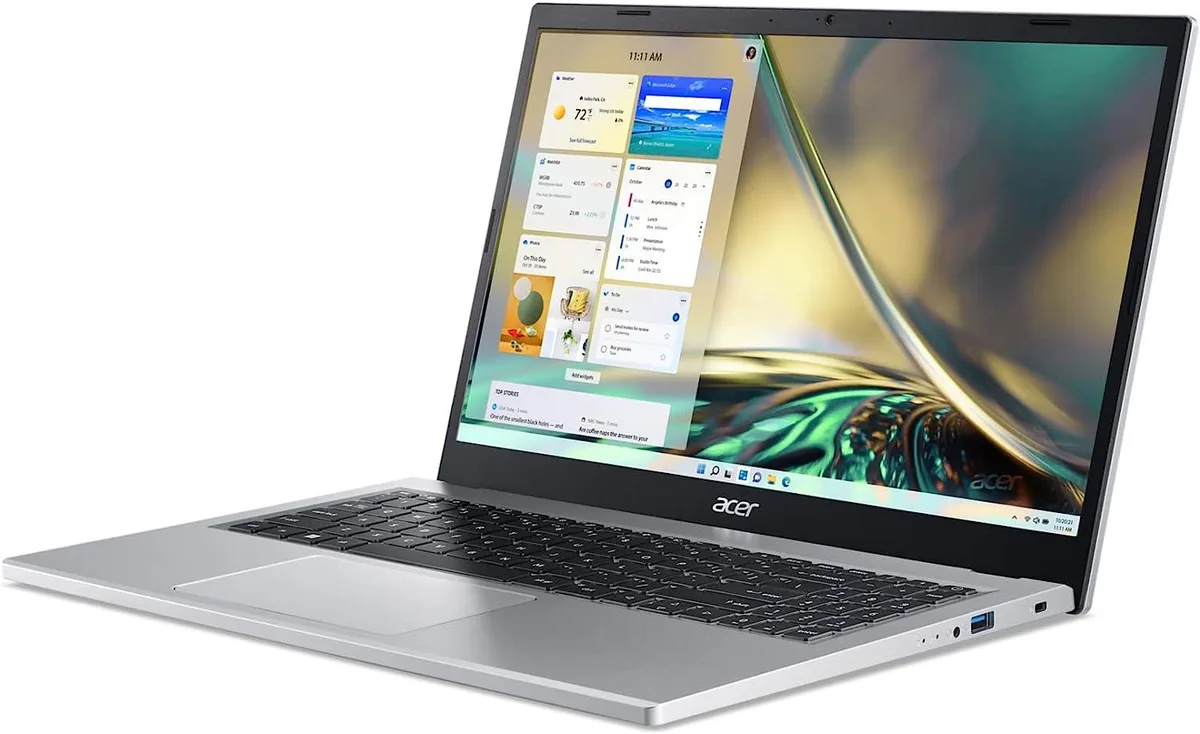 Silver 15.6 inch touchscreen laptop with slim profile