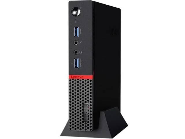 Small black rectangular desktop tower with keyboard and mouse