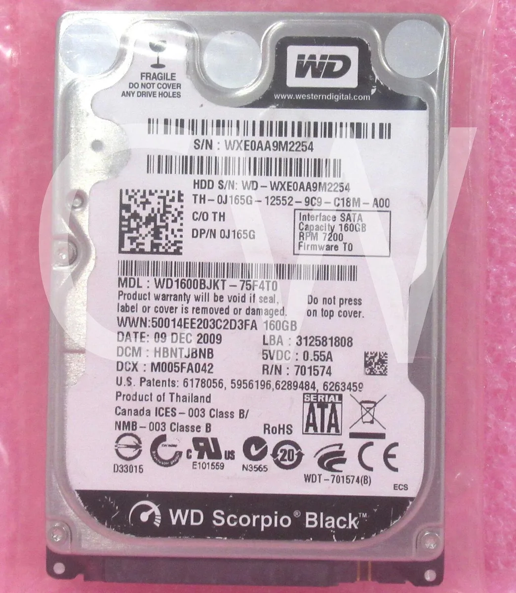 DELL DELL WD1600BJKT 160GB 7200RPM 2.5" SATA internal hard drive — 商品照片